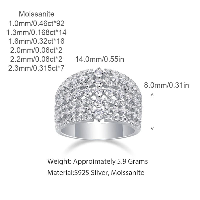 Wide Band Pave Round Stone Ring