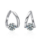 Round stone ribbon hoop earrings with moissanite – 925 sterling silver