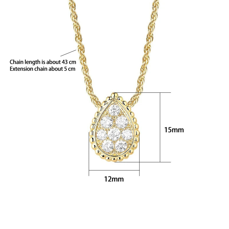 *Teardrop-Shaped Round Stone Necklace