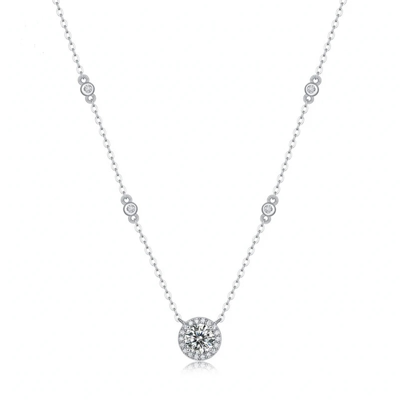 Solitaire Halo Charm Necklace