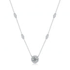 Solitaire halo charm necklace with moissanite – 925 sterling silver