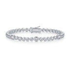 Bezel-set tennis bracelet with round moissanite – 925 sterling silver