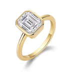 Jane emerald-cut bezel solitaire engagement ring with moissanite – 18K gold-plated 925 sterling silver