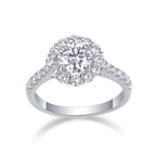 Rebecca halo round-stone engagement ring with moissanite – 925 sterling silver