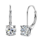 Round stone stud drop earrings with moissanite – 925 sterling silver
