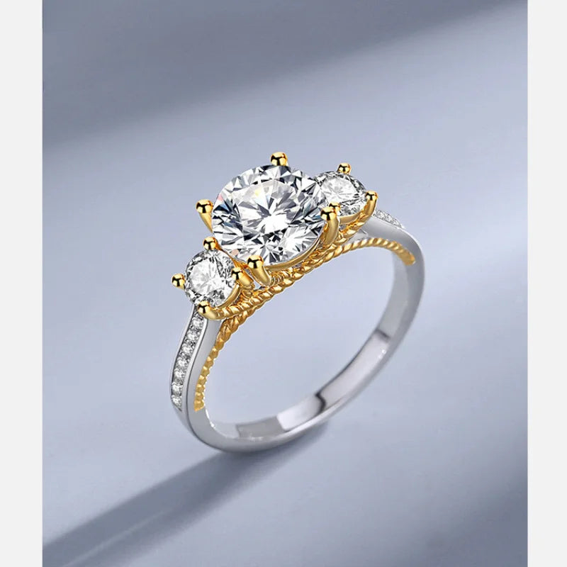 Trinity - Three Stone Two-Tone Engagement Ring
