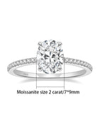 Diamond ring with moissanite stone on a white background