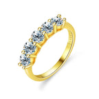 Ann yellow-gold four-stone wedding band with moissanite – 18K gold-plated 925 sterling silver