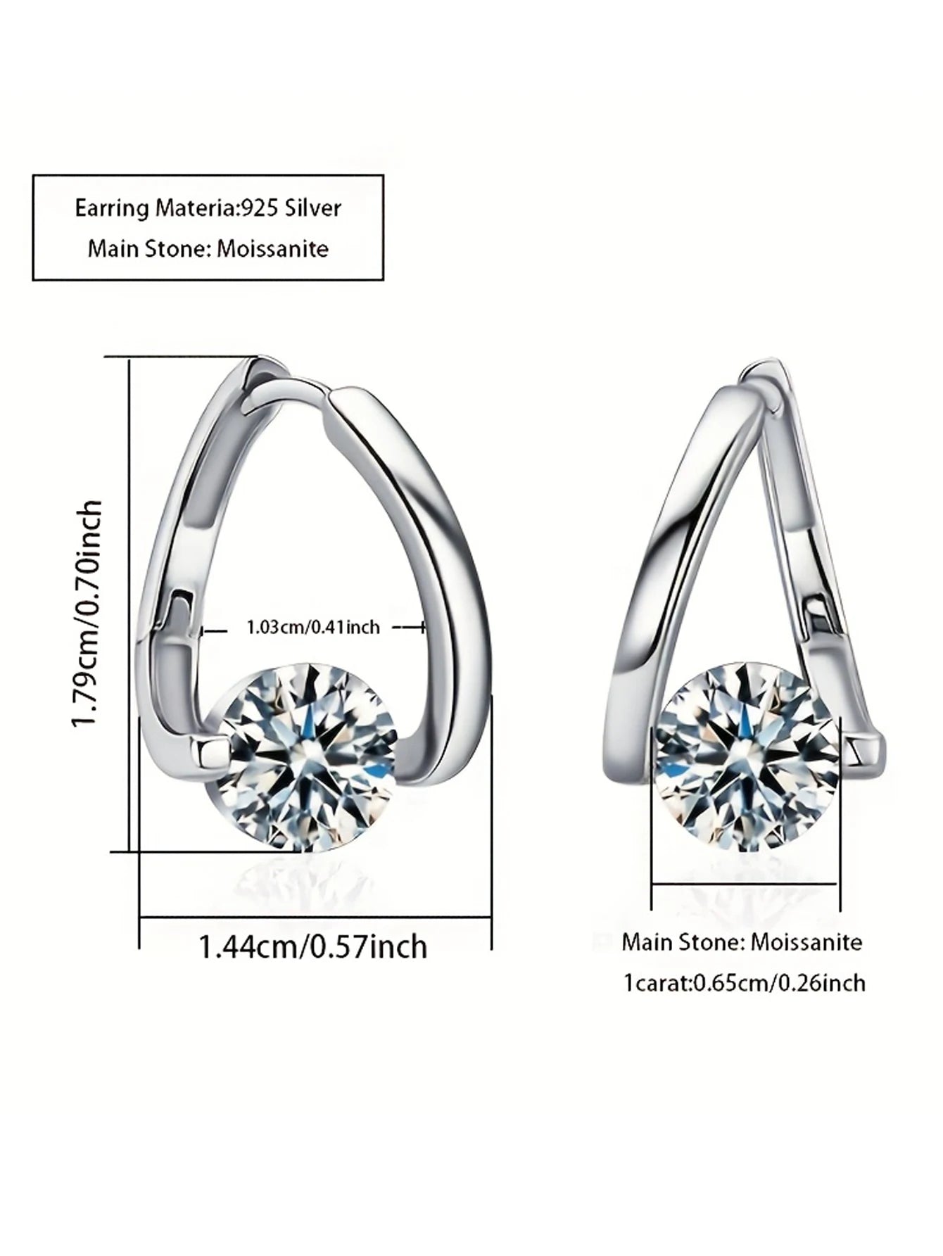 Round Stone Ribbon Hoop Earrings