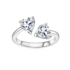 Heart toi et moi ring with two heart-cut moissanite stones – 925 sterling silver