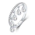 Teardrop dangle ring with moissanite – 925 sterling silver