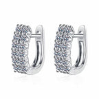 Round stone huggie earrings with moissanite – 925 sterling silver