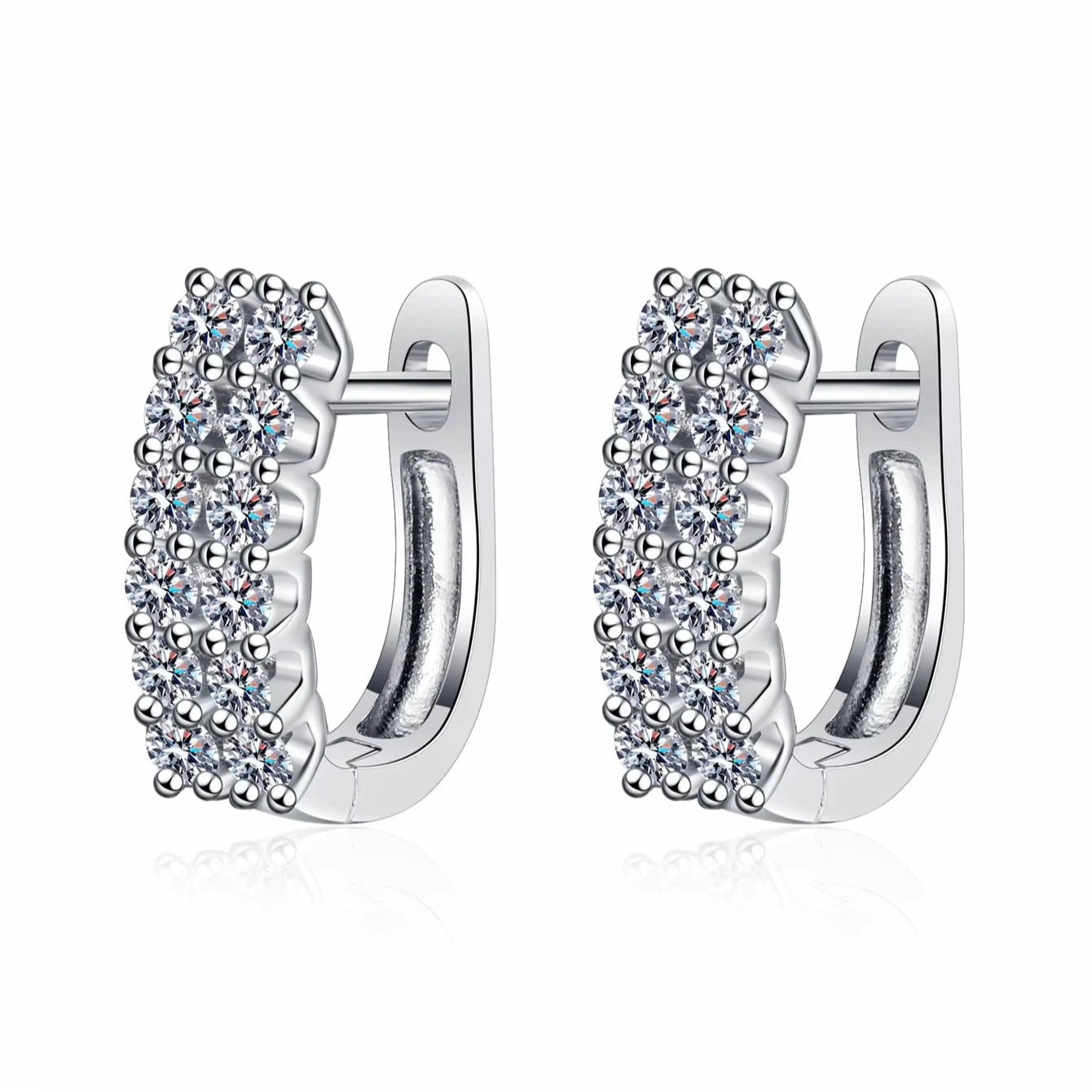 Round Stone Huggie Earrings