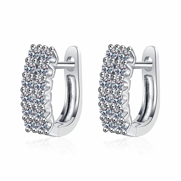 Round Stone Huggie Earrings