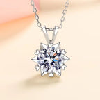 Silver necklace with a diamond pendant on a gradient background