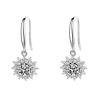 Sunflower dangle earrings with moissanite – 925 sterling silver
