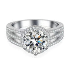 Aura triple-band halo engagement ring with moissanite – 925 sterling silver