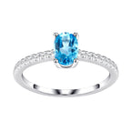 Sky blue topaz pavé promise ring with 5x7mm oval topaz – 925 sterling silver