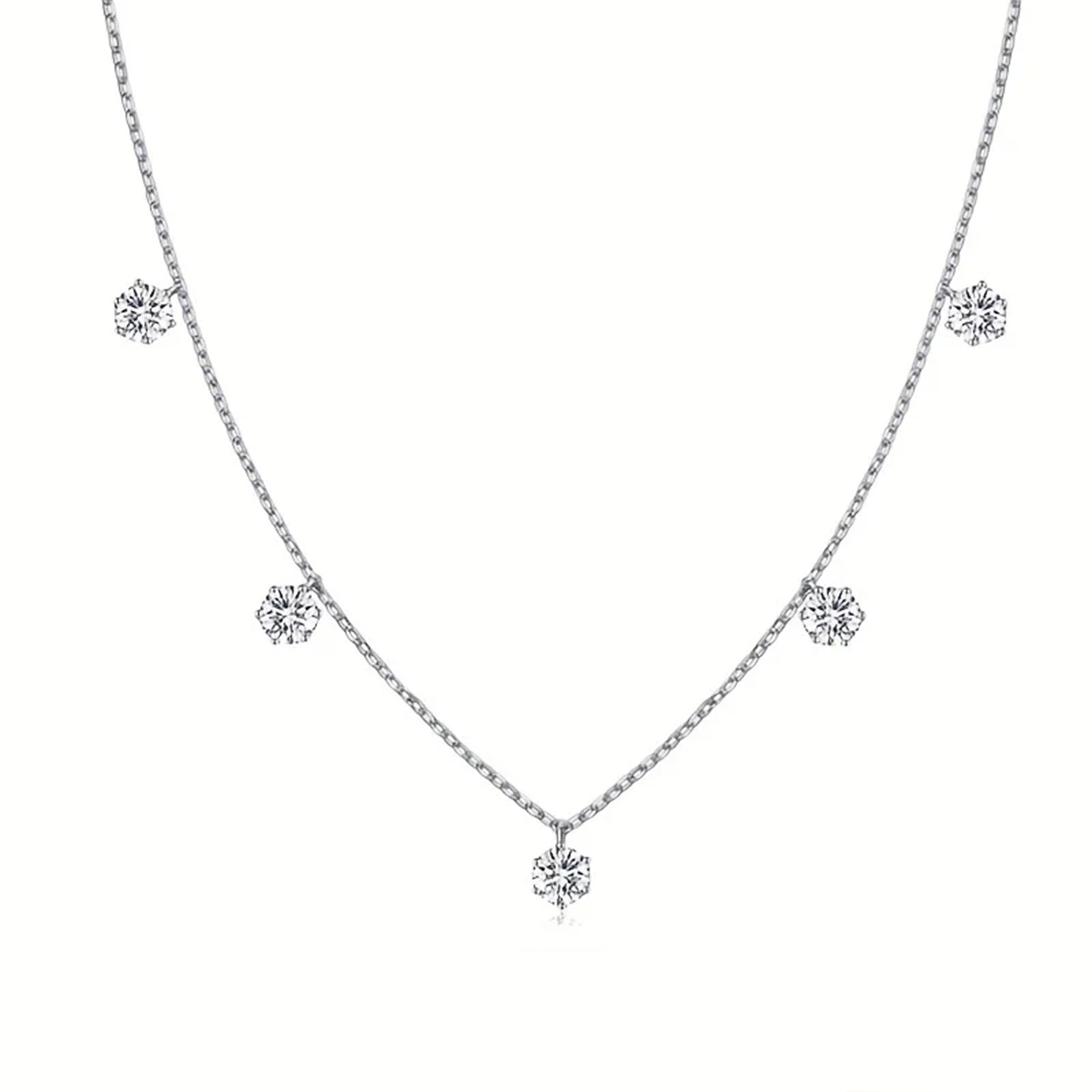 Round Stone Droplet Necklace