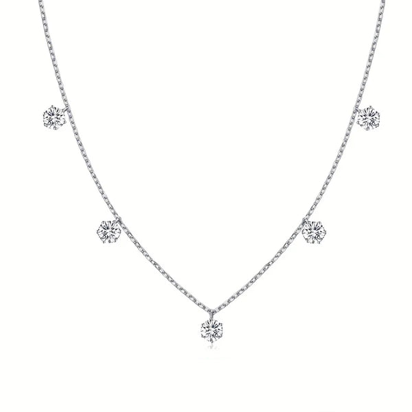 Round Stone Droplet Necklace