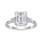 Three-stone emerald-cut engagement ring with moissanite – 925 sterling silver