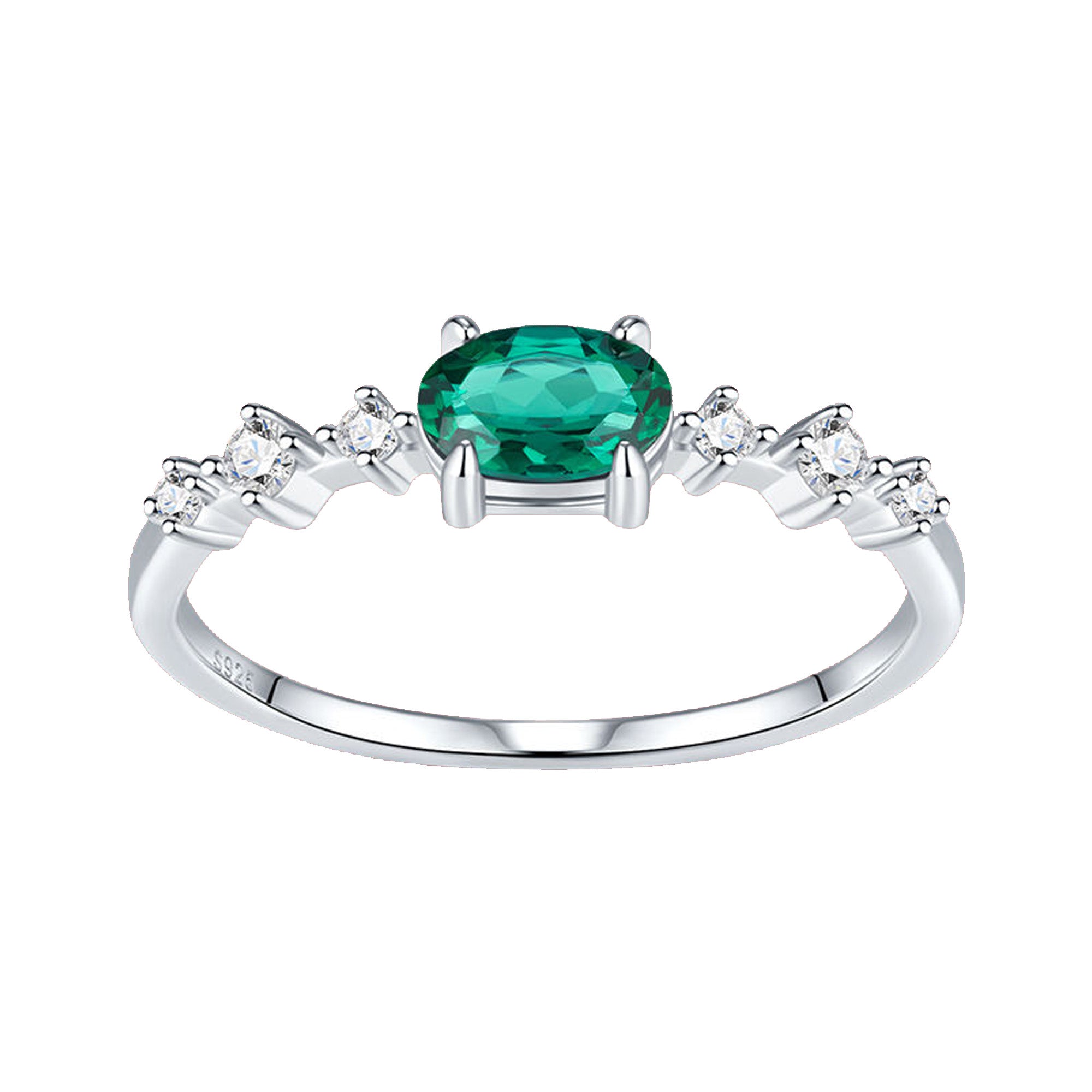 Emerald Skyline promise ring with 0.5ct lab-grown emerald and moissanite accents – 925 sterling silver