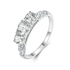 Violet three-stone royal engagement ring with moissanite – 925 sterling silver