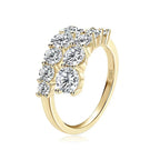 Double-row round-stone bypass ring with moissanite – 18K gold-plated 925 sterling silver