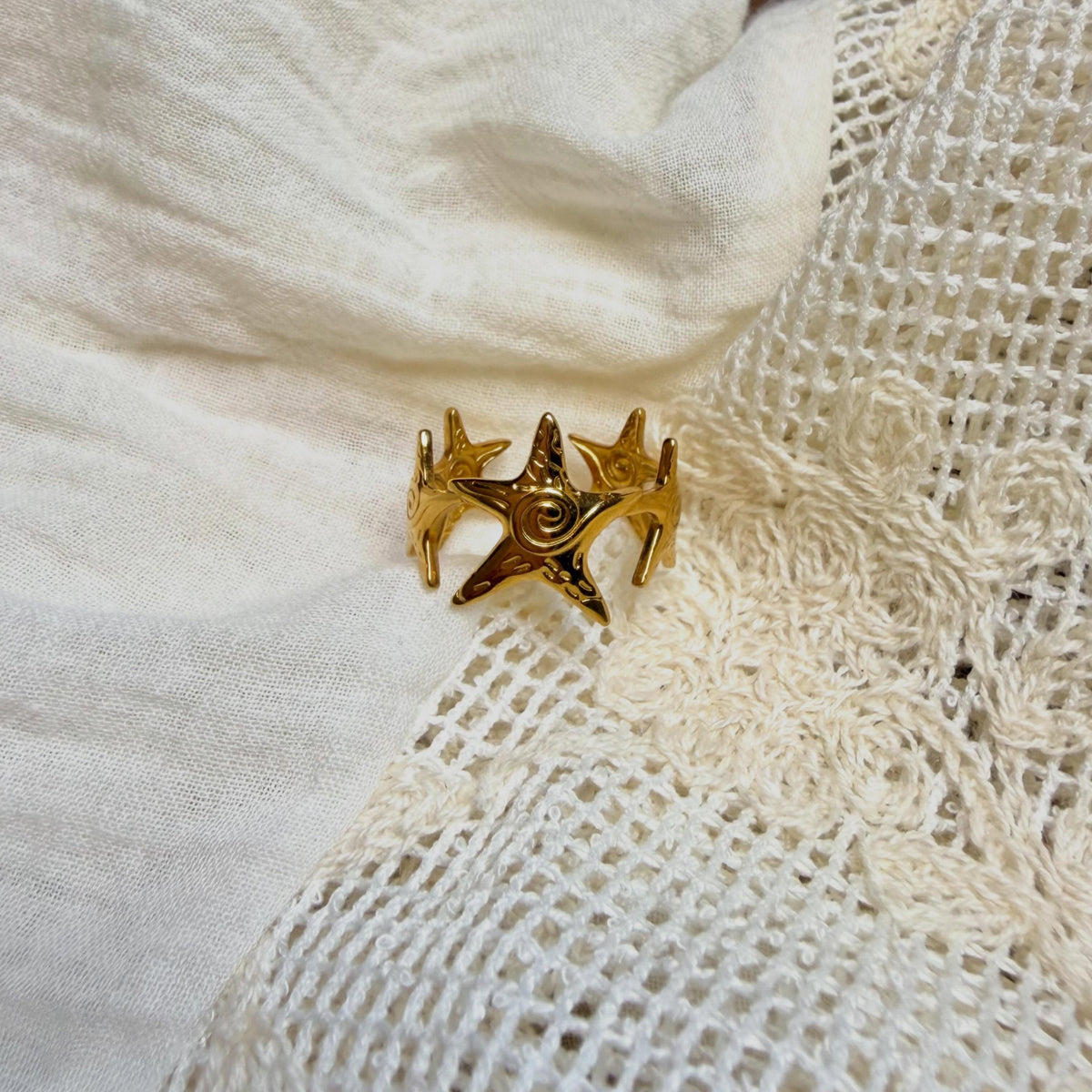 This adjustable starfish 18k gold plated ring from Havani has been going everywhere with me!!
