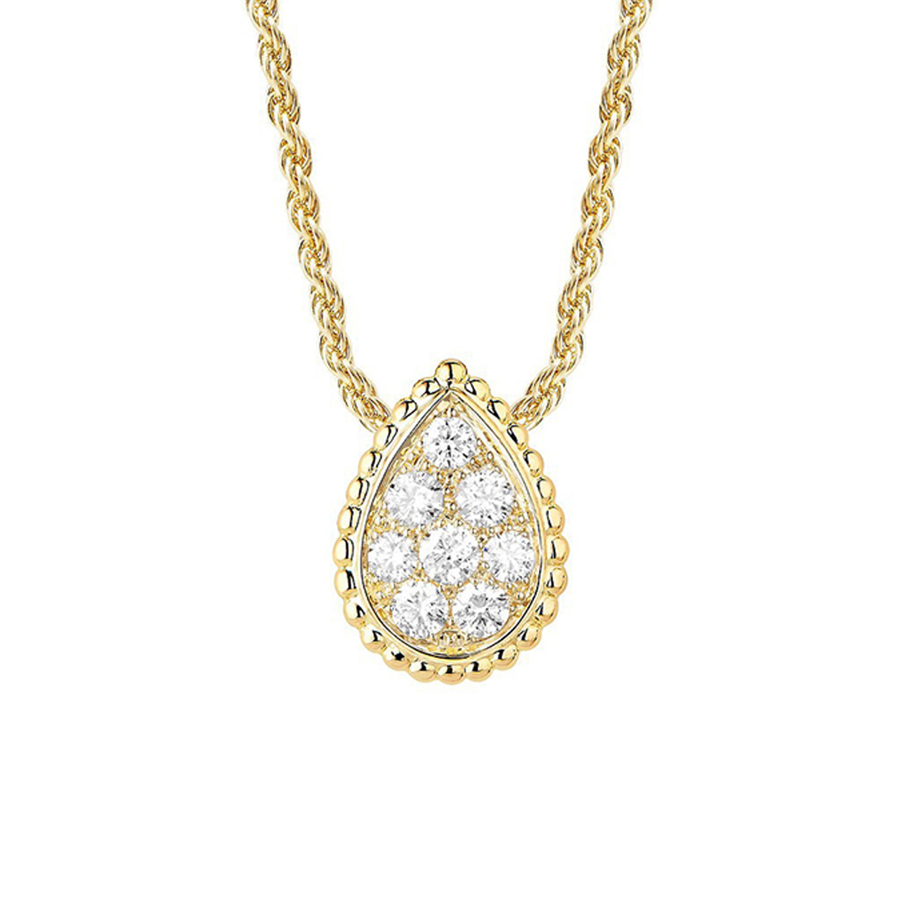 *Teardrop-Shaped Round Stone Necklace