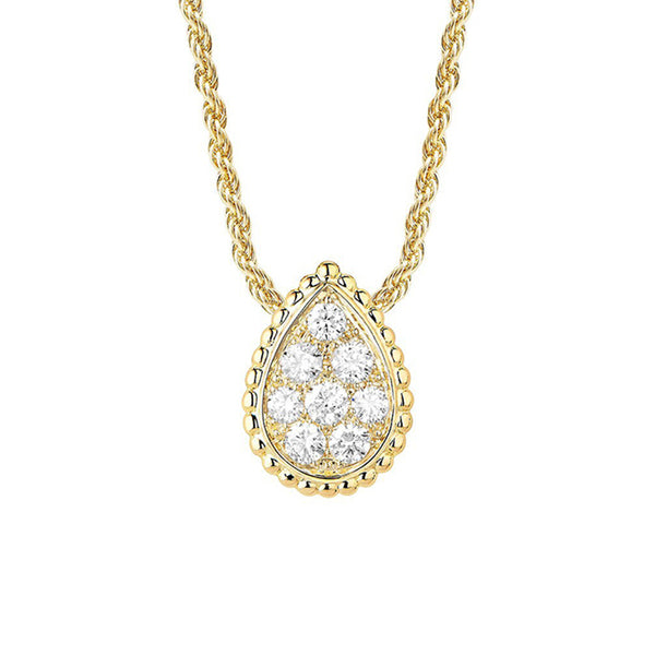 *Teardrop-Shaped Round Stone Necklace