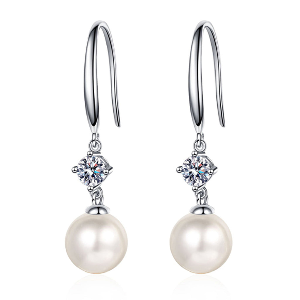Pearl Round Stone Dangle Earrings