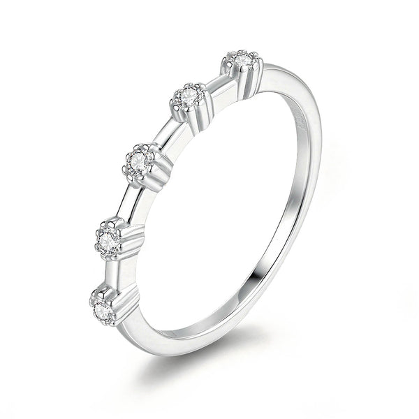 Five-stone floating band with moissanite – 925 sterling silver