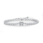 Princess-cut center tennis bracelet with moissanite – 925 sterling silver