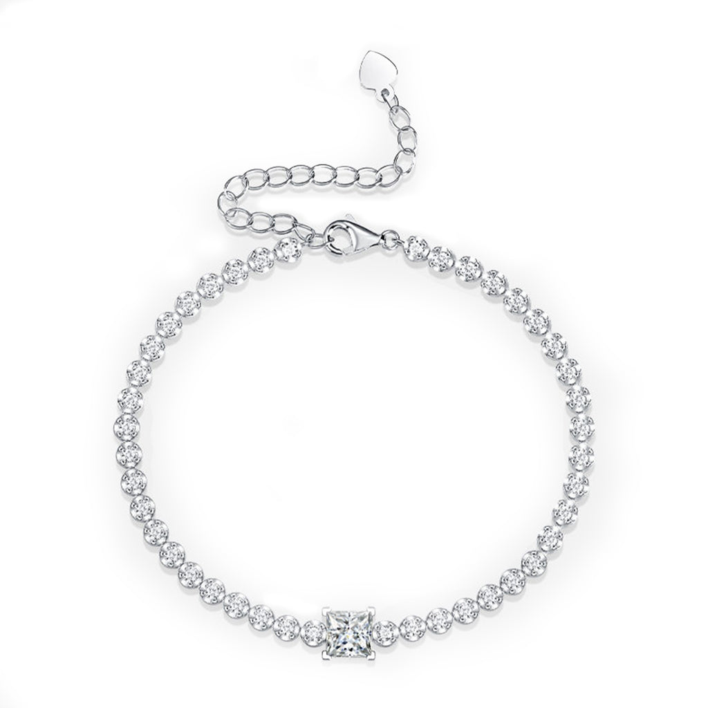 Square Charm Adjustable Tennis Bracelet