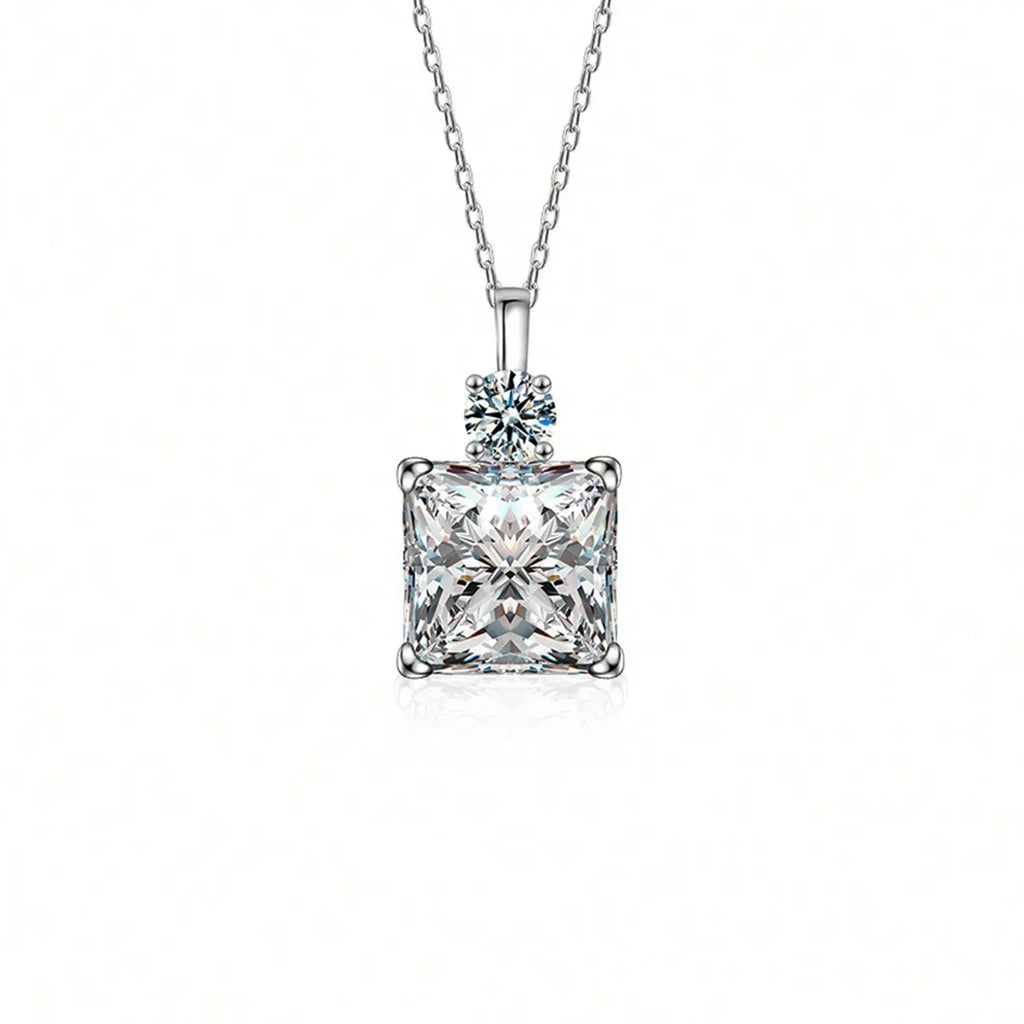 Two Stone Square Solitaire Necklace