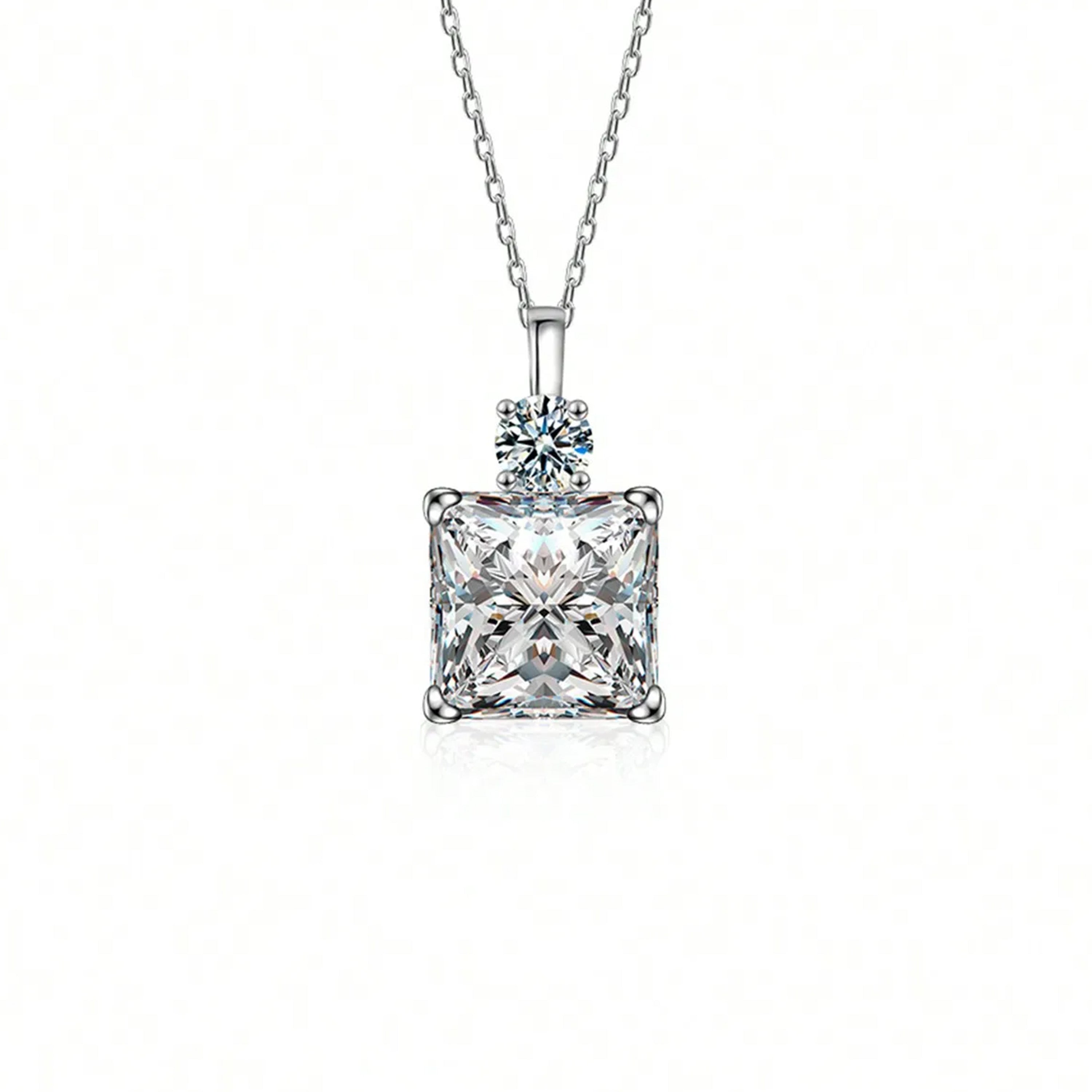 Two Stone Square Solitaire Necklace