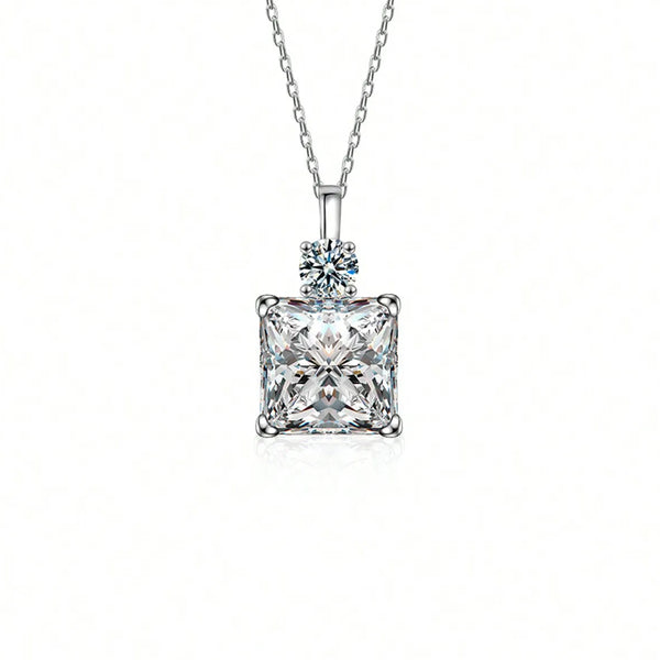 Two Stone Square Solitaire Necklace