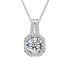 Eternal halo cushion necklace with moissanite – 925 sterling silver