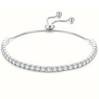 Adjustable tennis bolo bracelet with moissanite – 925 sterling silver